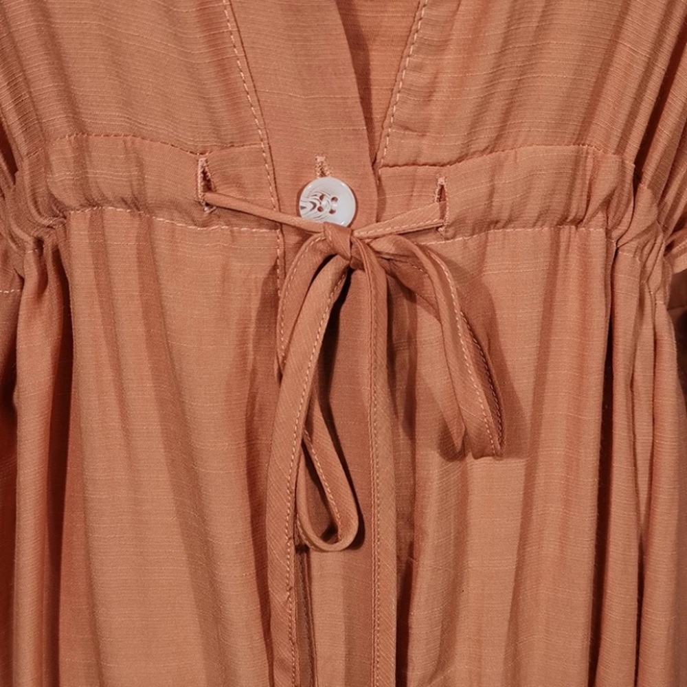 Blush Pink Button Up Maxi Kimono Coverup Beach Dress - Picture 3 of 3